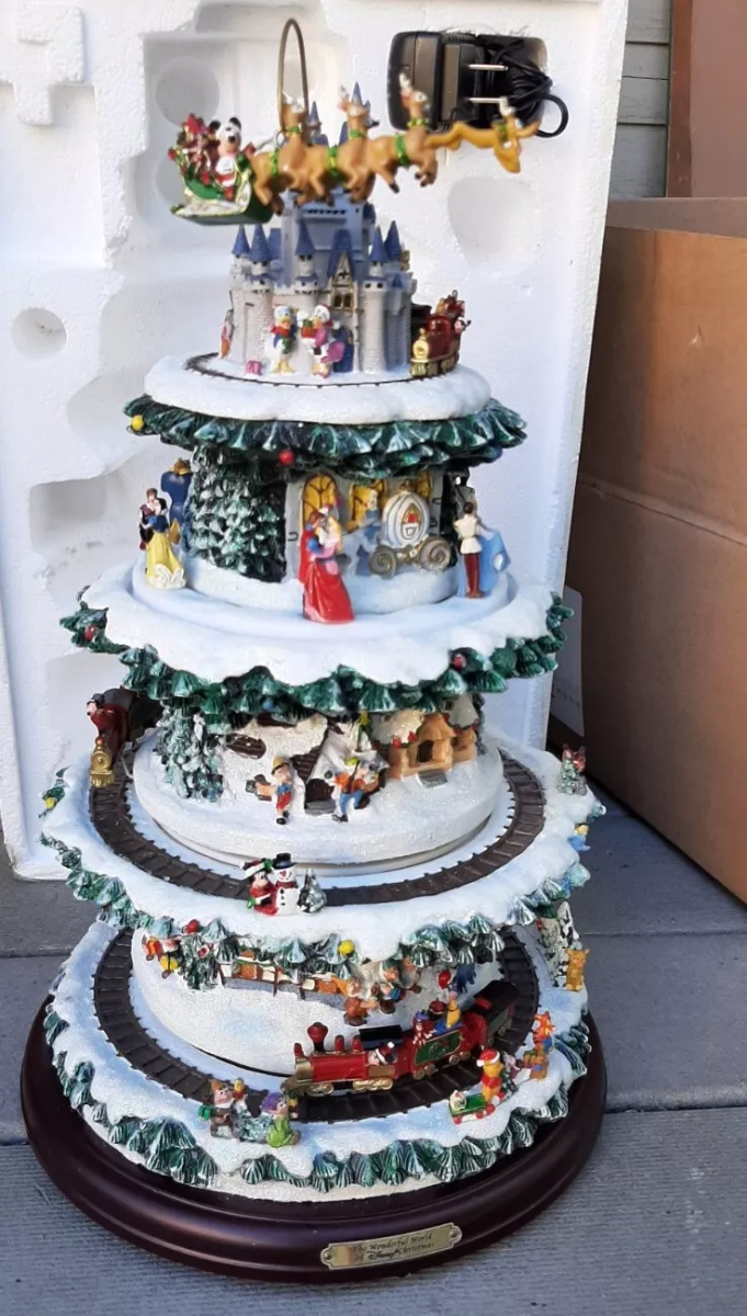 Rare Disney Christmas Display TableTop Tree Moves Music Lights Bradford Exchange