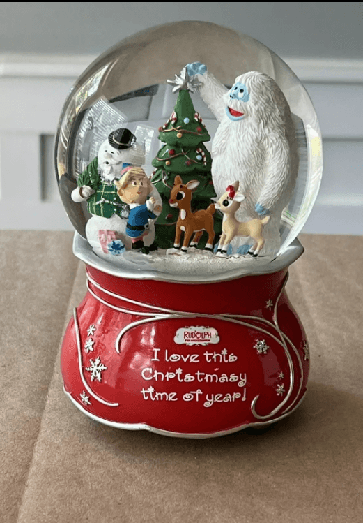 Rudolph The Red-Nosed Reindeer Musical Glitter Globe 14 Cm Tall