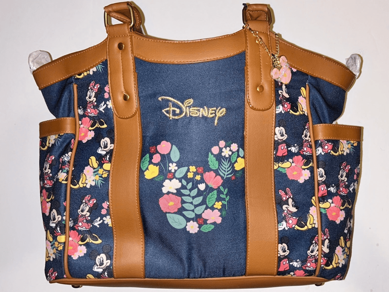 Disney Mickey Mouse And Minnie Mouse Floral Womens Tote Bag