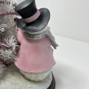 Breast Cancer Awareness Snowman And Pre Lit Christmas Tree Sculpture No B1494